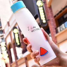 Load image into Gallery viewer, JOUDOO 430ml Creative Frosted Fruit Glass Art Fresh Lemon Water Bottle Couple Student Portable Tea Bottle