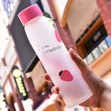 Load image into Gallery viewer, JOUDOO 430ml Creative Frosted Fruit Glass Art Fresh Lemon Water Bottle Couple Student Portable Tea Bottle