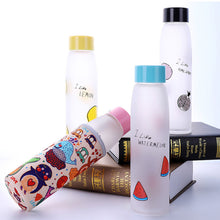 Load image into Gallery viewer, Creative frosted fruit glass outdoor sports travel literary small fresh lemon water bottle couple students portable tea bottle