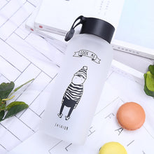 Load image into Gallery viewer, Summer Simple Couple Glass Water Bottles New Creative Children's Portable Outdoor Water Bottle Students Fresh Frosted Drinkware