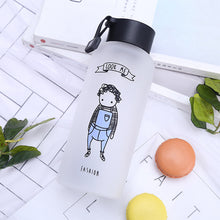 Load image into Gallery viewer, Summer Simple Couple Glass Water Bottles New Creative Children's Portable Outdoor Water Bottle Students Fresh Frosted Drinkware
