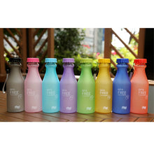 Load image into Gallery viewer, Portable Transparent Frosted Water Bottle Candy Unbreakable Leak-proof Plastic BPA Free Milk Water Bottle Travel Sports Bottle